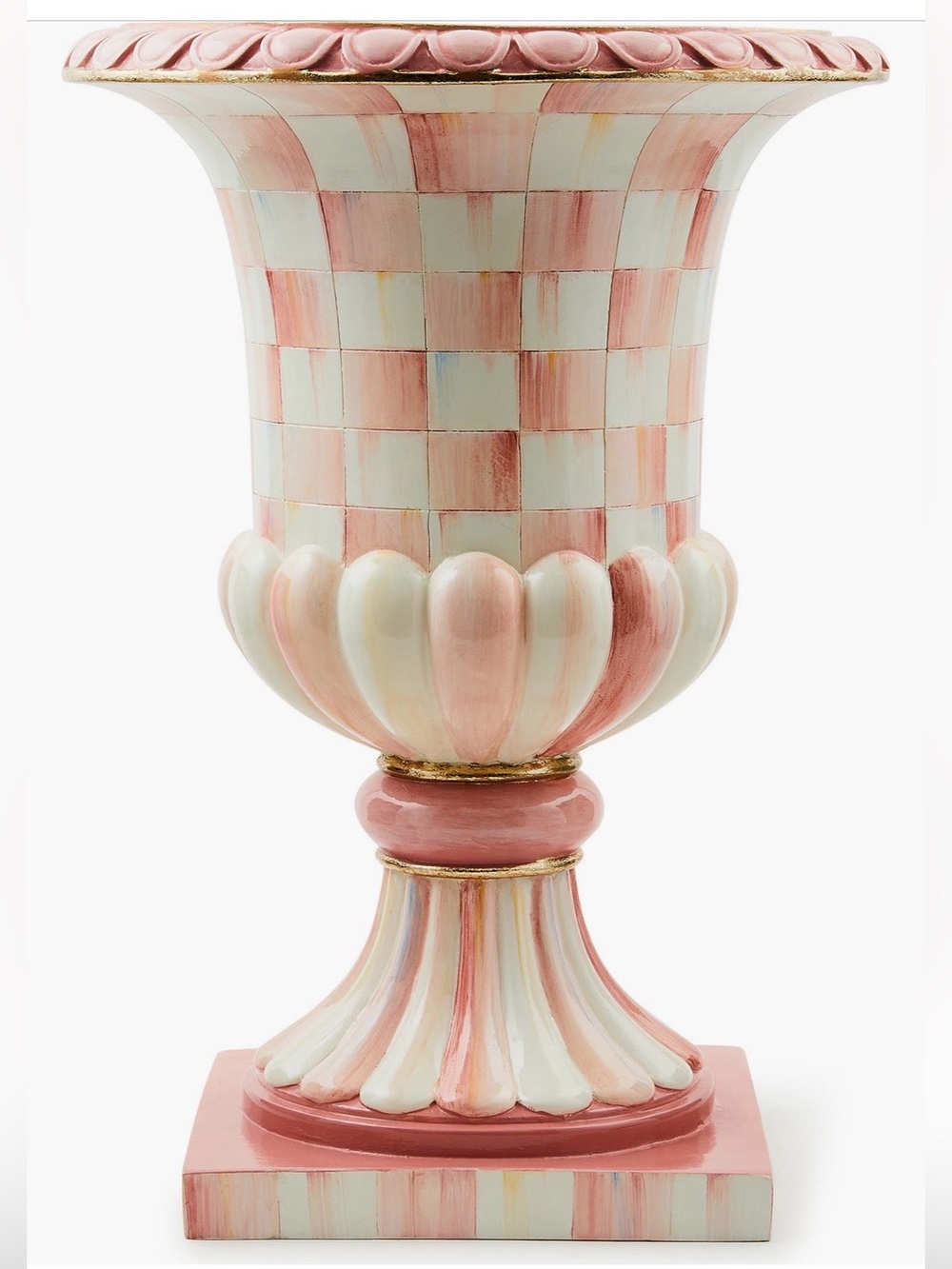 MacKenzie-Childs Rosy Check Pink Urn Vase